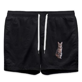 Katze Kätzchen Tigerkatze Katzenshirt Geschenk - Badeshorts - Schwarz - Vorne - AI Model Male 185 light (185cm)