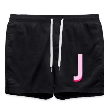 Letter j pink pop and modern - Swim Trunks - black - Front - AI Model Male 185 light (185cm)