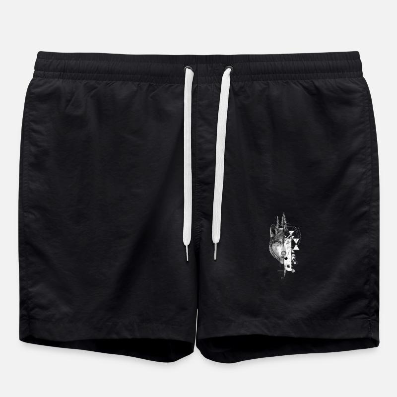 Wolf design - Swim Trunks - black