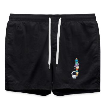 Astronaut mit Eis - Badeshorts - Schwarz - Vorne - AI Model Male 185 light (185cm)
