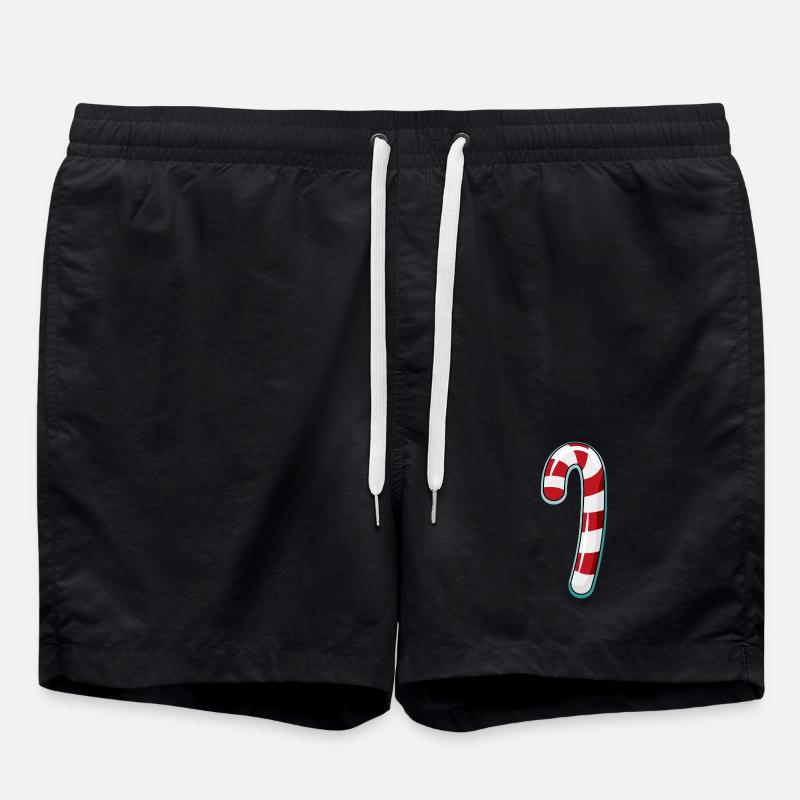 Conception rayée de canne de bonbon - Short de bain - noir