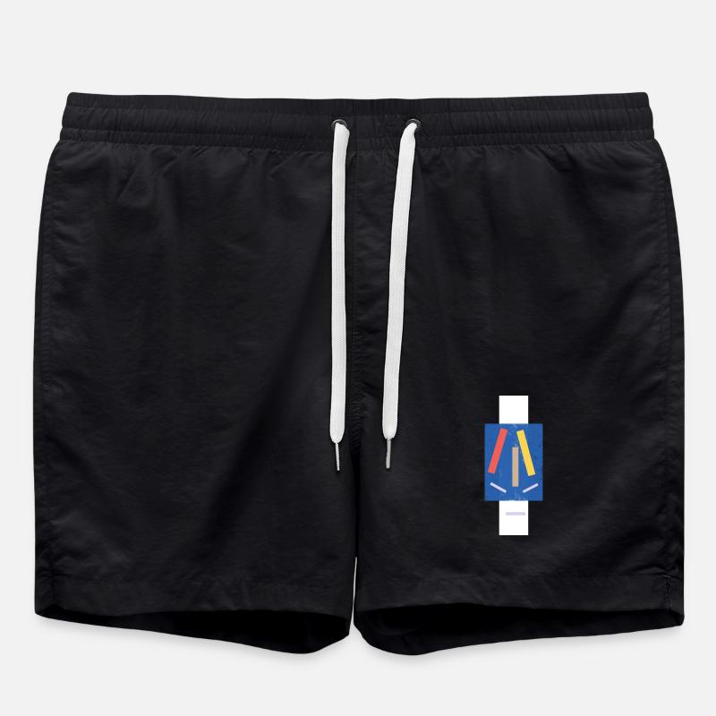 Abstract Paintbrush Grim Face - Swim Trunks - black