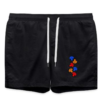 Champignons colorés - Short de bain - noir - Devant - AI Model Male 185 light (185cm)