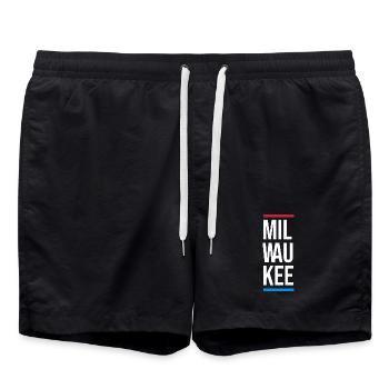 Typografie von Milwaukee Bold City - Badeshorts - Schwarz - Vorne - AI Model Male 185 light (185cm)