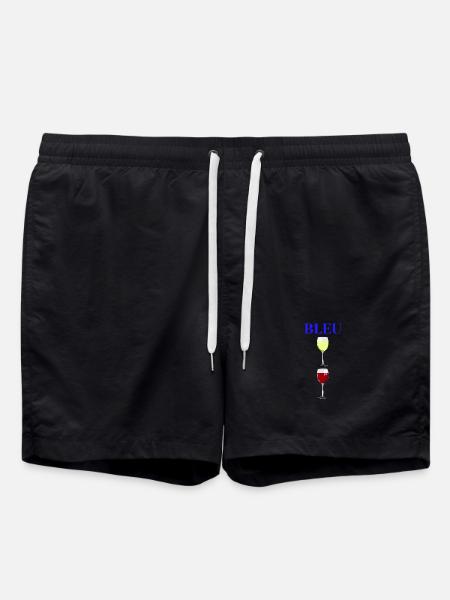 BLUE, WHITE, RED! (wine) - Swim Trunks - black