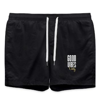 Ambiance classique uniquement : « Bold Letters » - Short de bain - noir - Devant - AI Model Male 185 light (185cm)