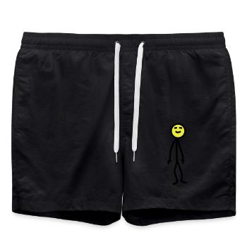 happy_man - Swim Trunks - black - Front - AI Model Male 185 light (185cm)