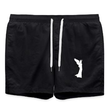 Engelsilhouette seitlich, weihnachtsengel - Badeshorts - Schwarz - Vorne - AI Model Male 185 light (185cm)
