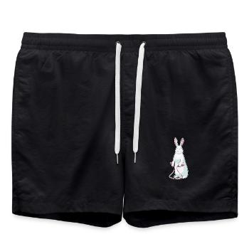 Hase Seilspringen Springseil Fitness - Badeshorts - Schwarz - Vorne - AI Model Male 185 light (185cm)