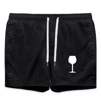 Weinglas weiß Rotwein Weißwein Geschenk  - Badeshorts - Schwarz - Vorne - AI Model Male 185 light (185cm)
