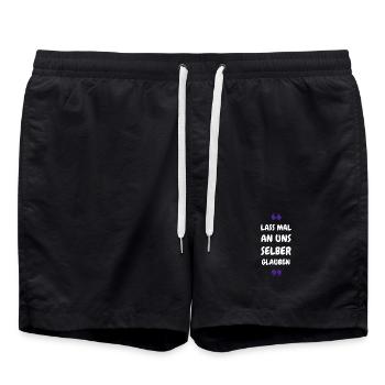 Lass mal an uns selber glauben - Badeshorts - Schwarz - Vorne - AI Model Male 185 light (185cm)