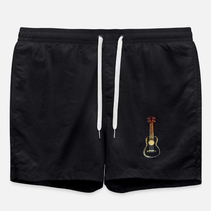 Ukulele Sketch Retro Style - Swim Trunks - black