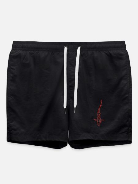 Red Shark Silhouette - Swim Trunks - black