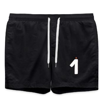 Bougie de célébration avec design de pépites - Short de bain - noir - Devant - AI Model Male 185 light (185cm)