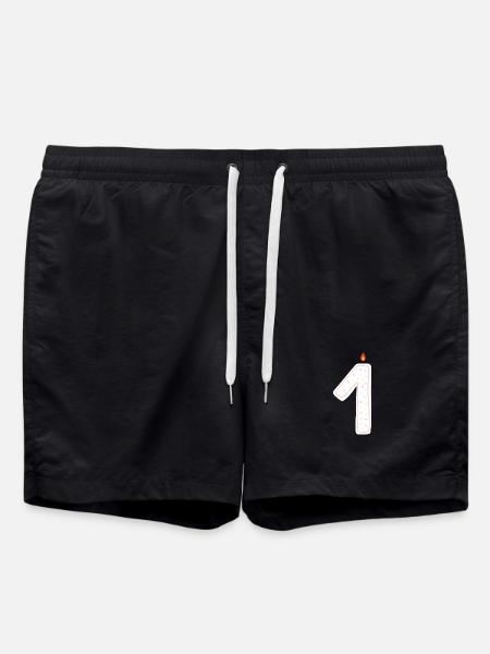 Celebration Candle with Sprinkles Design - Swim Trunks - black