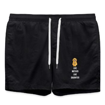 Hunde-Duo Mutter Tochter Illustration - Badeshorts - Schwarz - Vorne - AI Model Male 185 light (185cm)