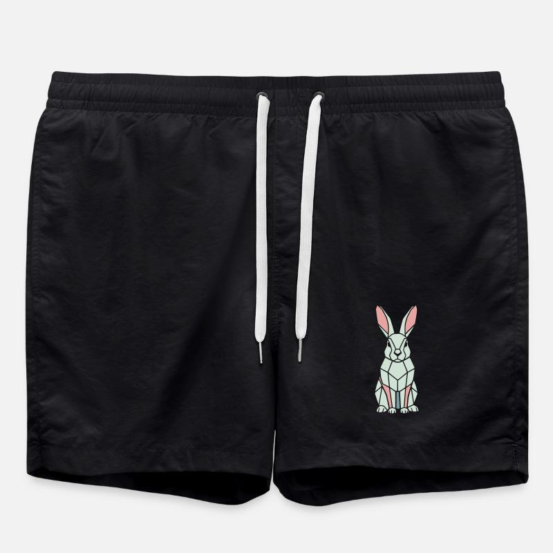 Geometrischer Hase Low Poly Modern - Badeshorts - Schwarz