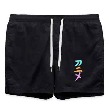 Anime (Animation) Japanese Characters -INK - Swim Trunks - black - Front - AI Model Male 185 light (185cm)