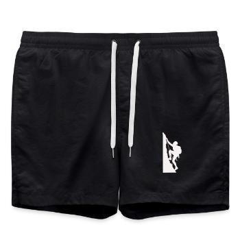 Klettersilhouette am Felsen - Badeshorts - Schwarz - Vorne - AI Model Male 185 light (185cm)