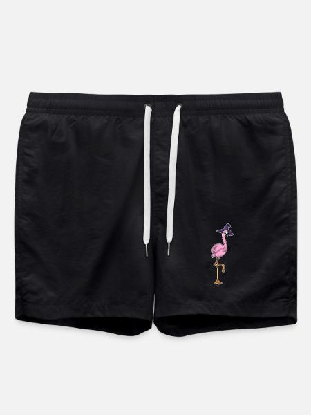 Flamingo Halloween Witch - Swim Trunks - black