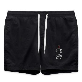 Bewahren Sie Ruhe und Galgenmännchen - Badeshorts - Schwarz - Vorne - AI Model Male 185 light (185cm)