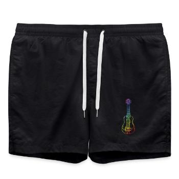 Ukulele im Vintage-Stil - Badeshorts - Schwarz - Vorne - AI Model Male 185 light (185cm)