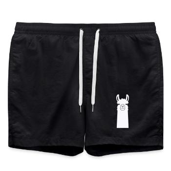 Adorable Cartoon Llama - Swim Trunks - black - Front - AI Model Male 185 light (185cm)