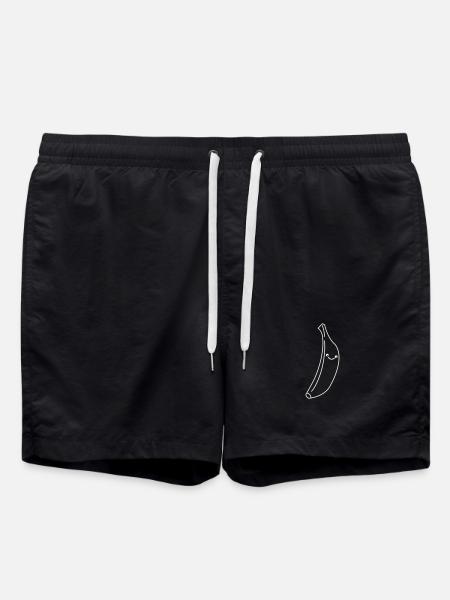 Banana Smiling Minimal Line - Swim Trunks - black