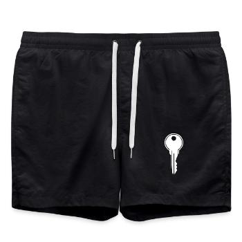 Schlüssel weiß Bauherr Richtfest Geschenk Einzug - Badeshorts - Schwarz - Vorne - AI Model Male 185 light (185cm)
