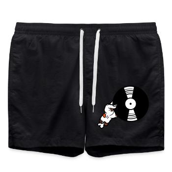 dj vinyl platte club musik auflegen disko party fe - Badeshorts - Schwarz - Vorne - AI Model Male 185 light (185cm)