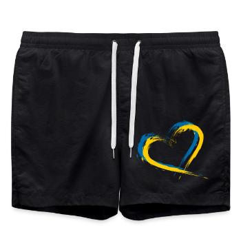 Coeur brosse drapeau vecteur drapeau Suède - Short de bain - noir - Devant - AI Model Male 185 light (185cm)