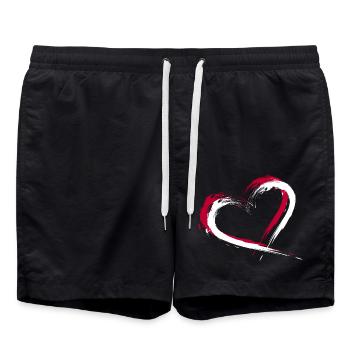 Herz Bürste Flagge Japan Fahne Farben Vektor - Badeshorts - Schwarz - Vorne - AI Model Male 185 light (185cm)