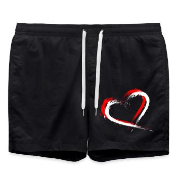 Herz Bürste Fahne der Schweiz Flagge Fahne Farben - Swim Trunks - black - Front - AI Model Male 185 light (185cm)