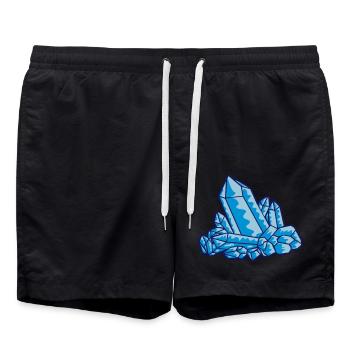 Crystal gemstone blue - Swim Trunks - black - Front - AI Model Male 185 light (185cm)