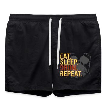 Eat. Sleep. Drum. Repeat. - Badeshorts - Schwarz - Vorne - AI Model Male 185 light (185cm)