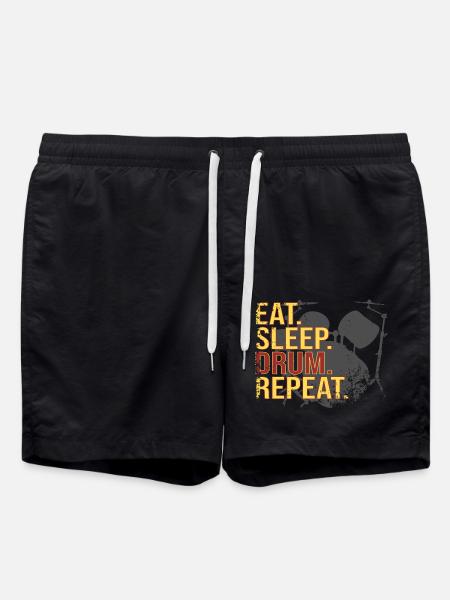 Eat. Sleep. Drum. Repeat. - Swim Trunks - black