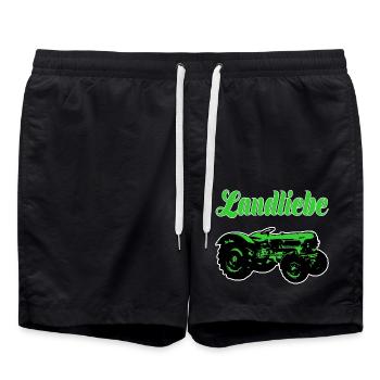 Landliebe Traktor Grasgrün - Badeshorts - Schwarz - Vorne - AI Model Male 185 light (185cm)