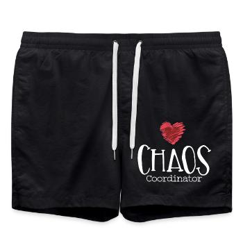 Chaos sayings funny funny quote fun joke - Swim Trunks - black - Front - AI Model Male 185 light (185cm)