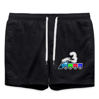 Railway 3 Birthday Train Gift - Swim Trunks - black - Front - AI Model Male 185 light (185cm)