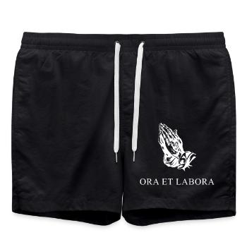 Prie et travaille latin blanc - Short de bain - noir - Devant - AI Model Male 185 light (185cm)