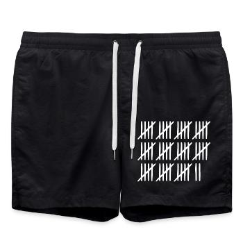 57th birthday tally sheet 57 years old - Swim Trunks - black - Front - AI Model Male 185 light (185cm)