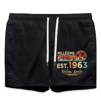 Millésime Né(e) Mars 1963 Cadeau Anniversaire - Short de bain - noir - Devant - AI Model Male 185 light (185cm)
