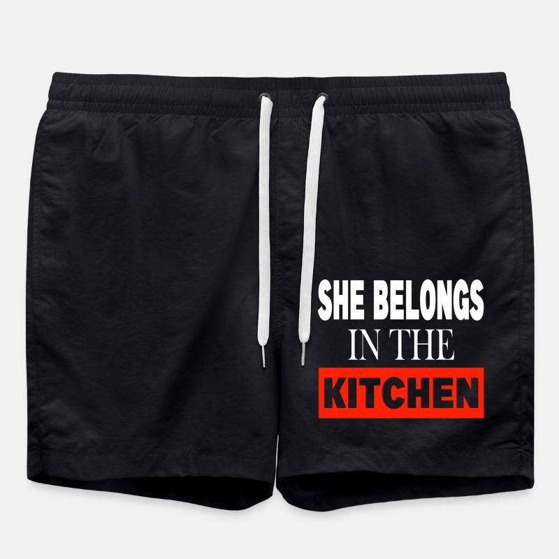 She belongs in the Kitchen - Swim Trunks - black