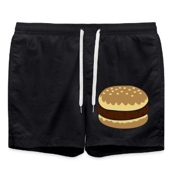 Favourite dish Cheeseburger Comic - Swim Trunks - black - Front - AI Model Male 185 light (185cm)