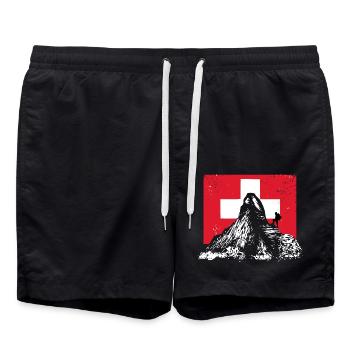 Randonnée - Montagnes - Suisse - Short de bain - noir - Devant - AI Model Male 185 light (185cm)