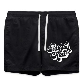 Anniversaire Crew Matching Groupe Fête d’Anniversaire Tenue - Short de bain - noir - Devant - AI Model Male 185 light (185cm)