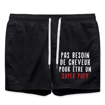 Pas Besoin De Cheveux Pour Être Un Super Papy - Short de bain - noir - Devant - AI Model Male 185 light (185cm)