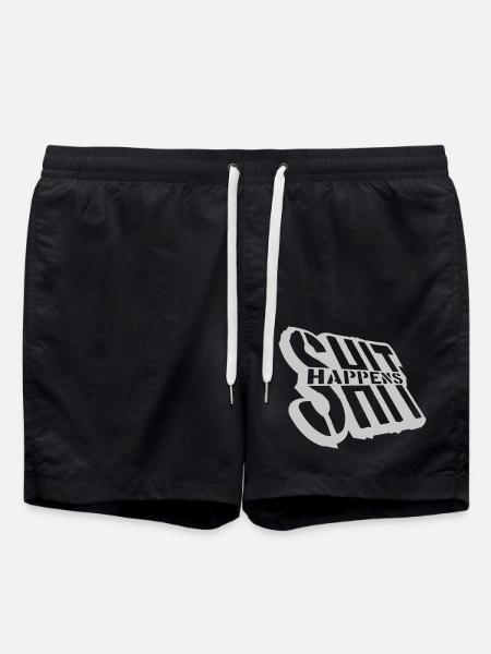 Joke Shit happens Humor - Swim Trunks - black