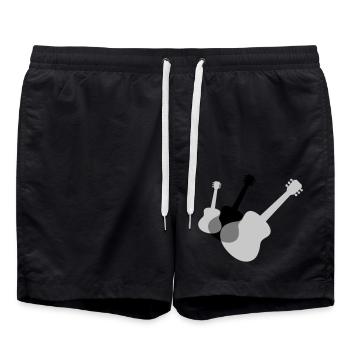 Musiker 3 Gitarren Gitarrist - Badeshorts - Schwarz - Vorne - AI Model Male 185 light (185cm)
