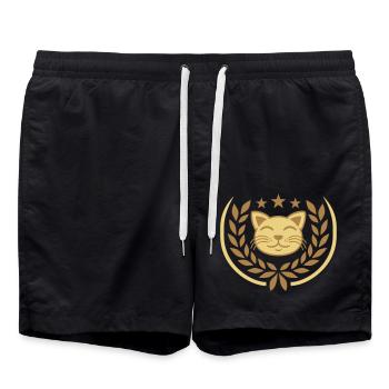 Laurel Wreath Face Cat Stars - Swim Trunks - black - Front - AI Model Male 185 light (185cm)